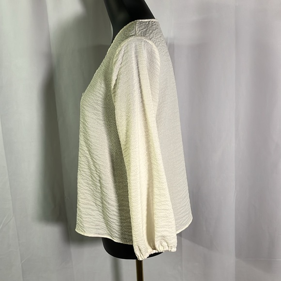 Madewell Ivory Long Sleeve Button Front Crinkle Blouse - Picture 3 of 16